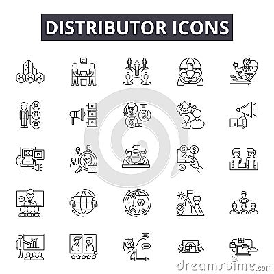 Distributor line icons, signs, vector set, outline illustration concept Vector Illustration