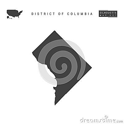 District of Columbia Vector Map Isolated on White Background. High-Detailed Black Silhouette Map of Washington, D.C. Vector Illustration