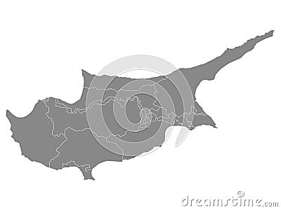 Districts Map of Cyprus Vector Illustration