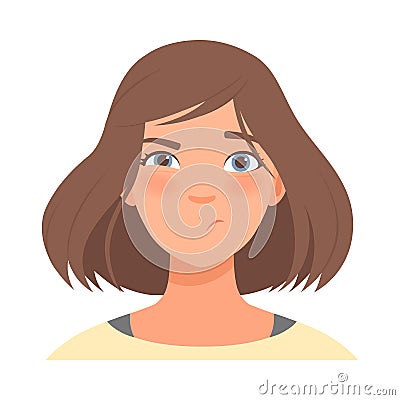 Distrust on the face of a cute girl. Vector illustration. Vector Illustration