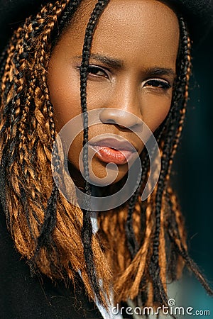 Distrustful African American woman. Sad emotion Stock Photo