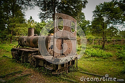 Disused Don Khon railway Stock Photo