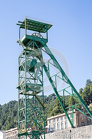 Disused tower of the potash mine of Cardona Stock Photo