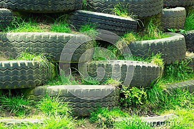 Disused tyres Stock Photo