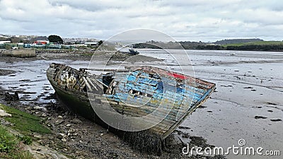 Disused wreck River Plym. Plymouth Devon uk Stock Photo