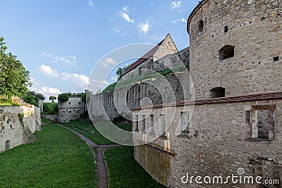 Ditches and fortifications of the medieval castle Stock Photo