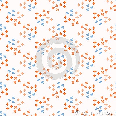 Ditsy Abstract Flower Blooms in Coral Blue. Tiny Dotty Floral Seamless Repeating Pattern Stock Photo