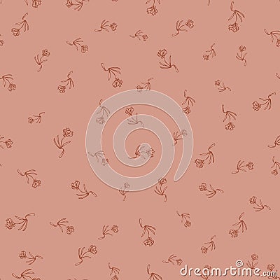 ditsy floral seamless vector pattern in terracota Vector Illustration
