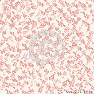 Ditsy modern abstract faux mono print scattered leaves background. Seamless vector pattern Simple imitation lino cut Vector Illustration