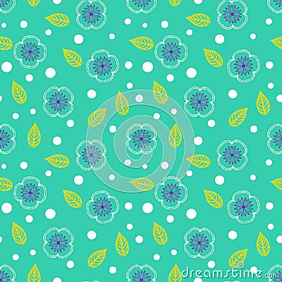 Ditsy pattern with small white sakura flowers Vector Illustration