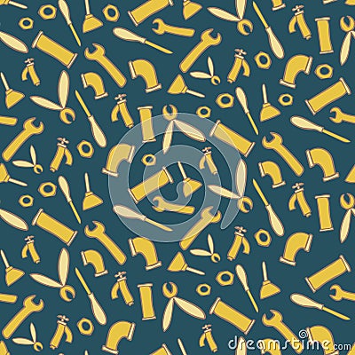 Ditsy plumbing tools seamless vector pattern Vector Illustration