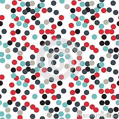 Ditsy vector polka dot pattern with random hand painted circles in various colors. Vector Illustration