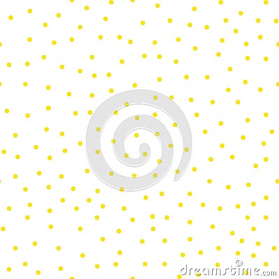 Ditsy vector polka dot pattern with scattered hand drawn small circles in yellow gold and white colors. Seamless texture Vector Illustration