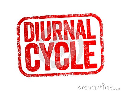 Diurnal Cycle is any pattern that recurs every 24 hours as a result of one full rotation of the planet Earth around its axis, text Stock Photo