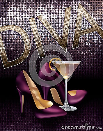 Diva Girls About Town Cocktail Heels Background Stock Photo