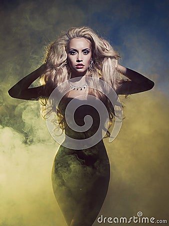 Diva in smoke Stock Photo