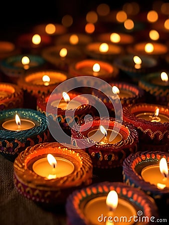 Divali Candles Lighting Up The Holiday Stock Photo