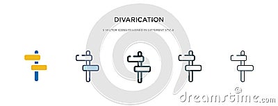 Divarication icon in different style vector illustration. two colored and black divarication vector icons designed in filled, Vector Illustration