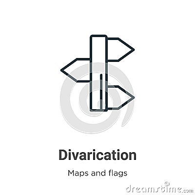 Divarication outline vector icon. Thin line black divarication icon, flat vector simple element illustration from editable maps Vector Illustration