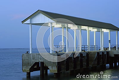 Dive boat jetty Stock Photo