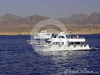 Scuba diving boats sailing in Red Sea Stock Photo