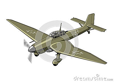 Dive bomber and ground-attack aircraft Ju 87 Stuka (1936). WW II aircraft. Vintage airplane. Vector Illustration