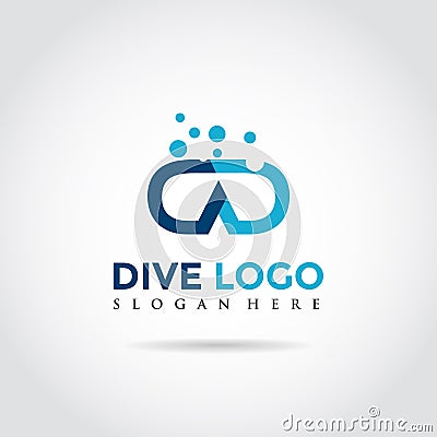 Dive and bubble Logo. DD Letter concept. Vector Illustrator Vector Illustration