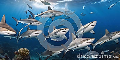 Witness the Majesty of Sharks in Their Natural Habitat Stock Photo