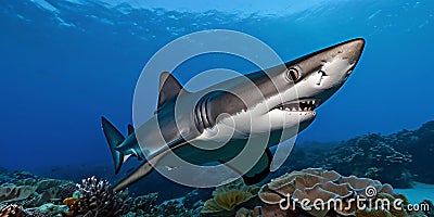 Witness the Majesty of Sharks in Their Natural Habitat Stock Photo