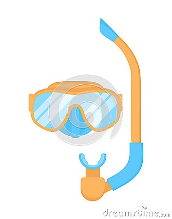 Dive mask and snorkel isolated on a white baclground. Vector illustration Cartoon Illustration