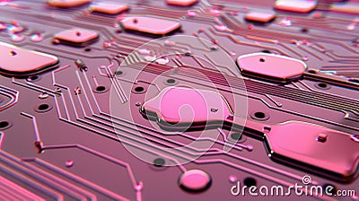 Experience the vibrant pulse of technology with our circuit board, showcasing a stunning 3D rendering of server code Stock Photo