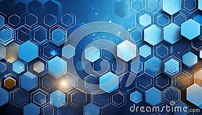 Abstract blue technology hexagonal background Stock Photo