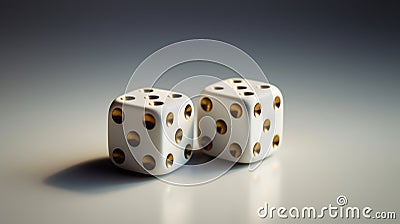 pair of perfectly balanced dice on a white background Stock Photo