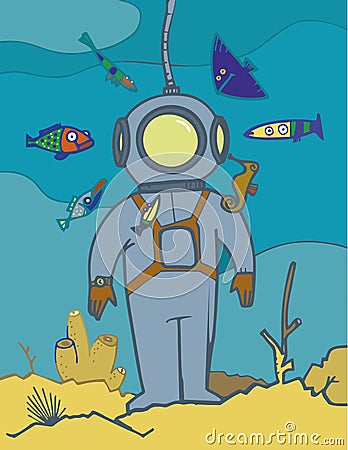 Diver in diving suit Stock Photo