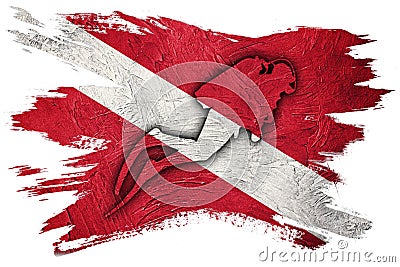 Diver Down Flag, Diver Silhouette, Vintage Style Scuba flag Stock Photo