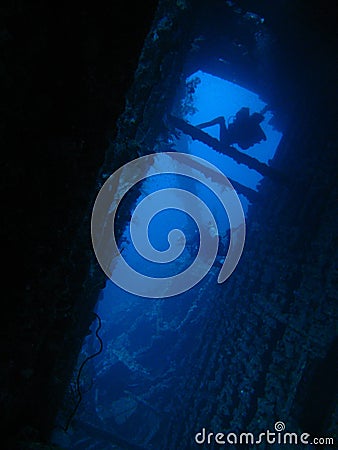 Diver`s in the Carnatic Wreck. Stock Photo