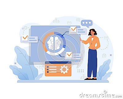 Divergent thinking visualization. Flat vector illustration Vector Illustration