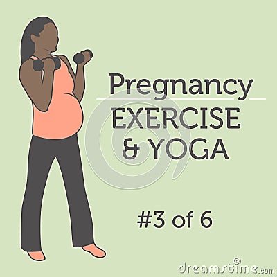 A Diverse African American Young Lady doing her Pregnancy Exercise and Yoga Workouts Vector Illustration