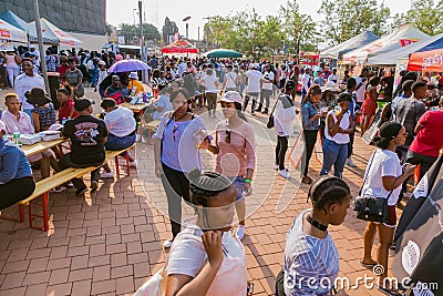 Diverse African people at a bread based street food outdoor festival Editorial Stock Photo