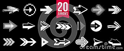 Diverse arrow cursors vector set, different shapes styles and concepts arrows single color monochrome graphic design elements for Vector Illustration
