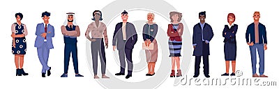 Diverse business characters. Office workers with equal opportunities, multicultural professional team. Vector corporate Vector Illustration