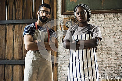 Diverse business owners standing together Stock Photo