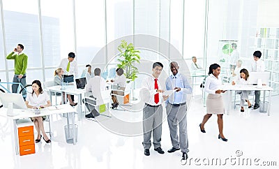 Diverse Business People in Green Business Office Stock Photo