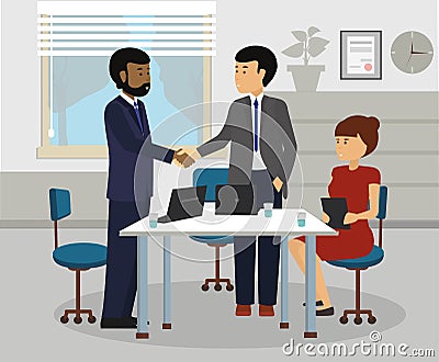 Diverse Business People handshaking after meeting. Stock Photo