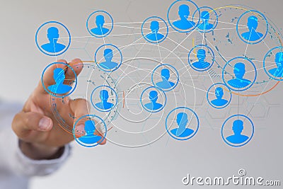 A Diverse business team succes, network icons Stock Photo