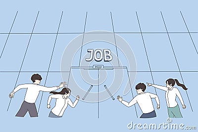 Job applicants run for vacation in company Vector Illustration