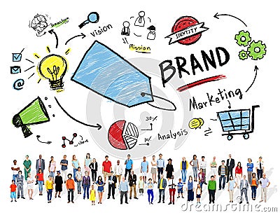 Diverse Crowd People Marketing Brand Concept Stock Photo