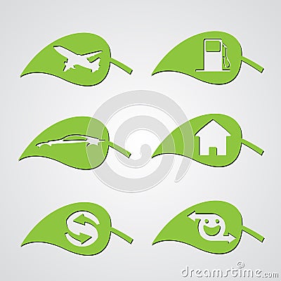 Diverse ecology leaf icons Vector Illustration