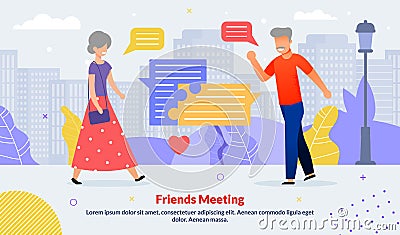 Diverse Elderly Friends Meeting Outdoors Poster Vector Illustration