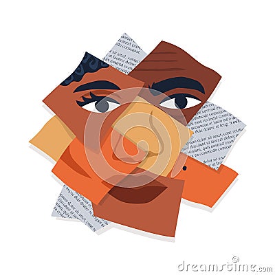 Diverse ethnic people face paper collage isolated Vector Illustration
